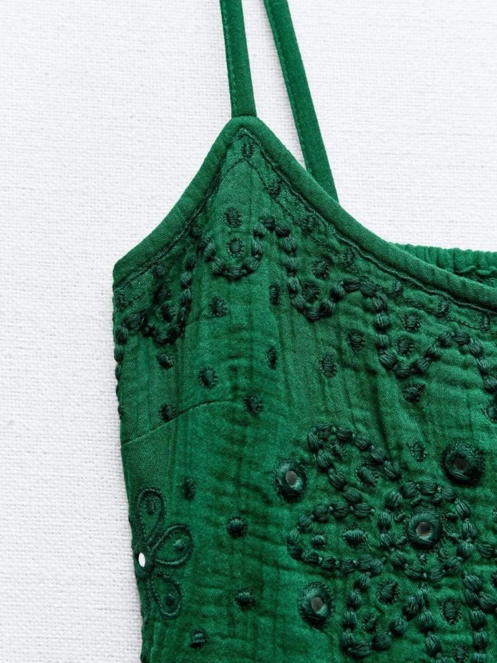 Zara Emerald Green Wide-Leg Spaghetti-Strap Jumpsuit